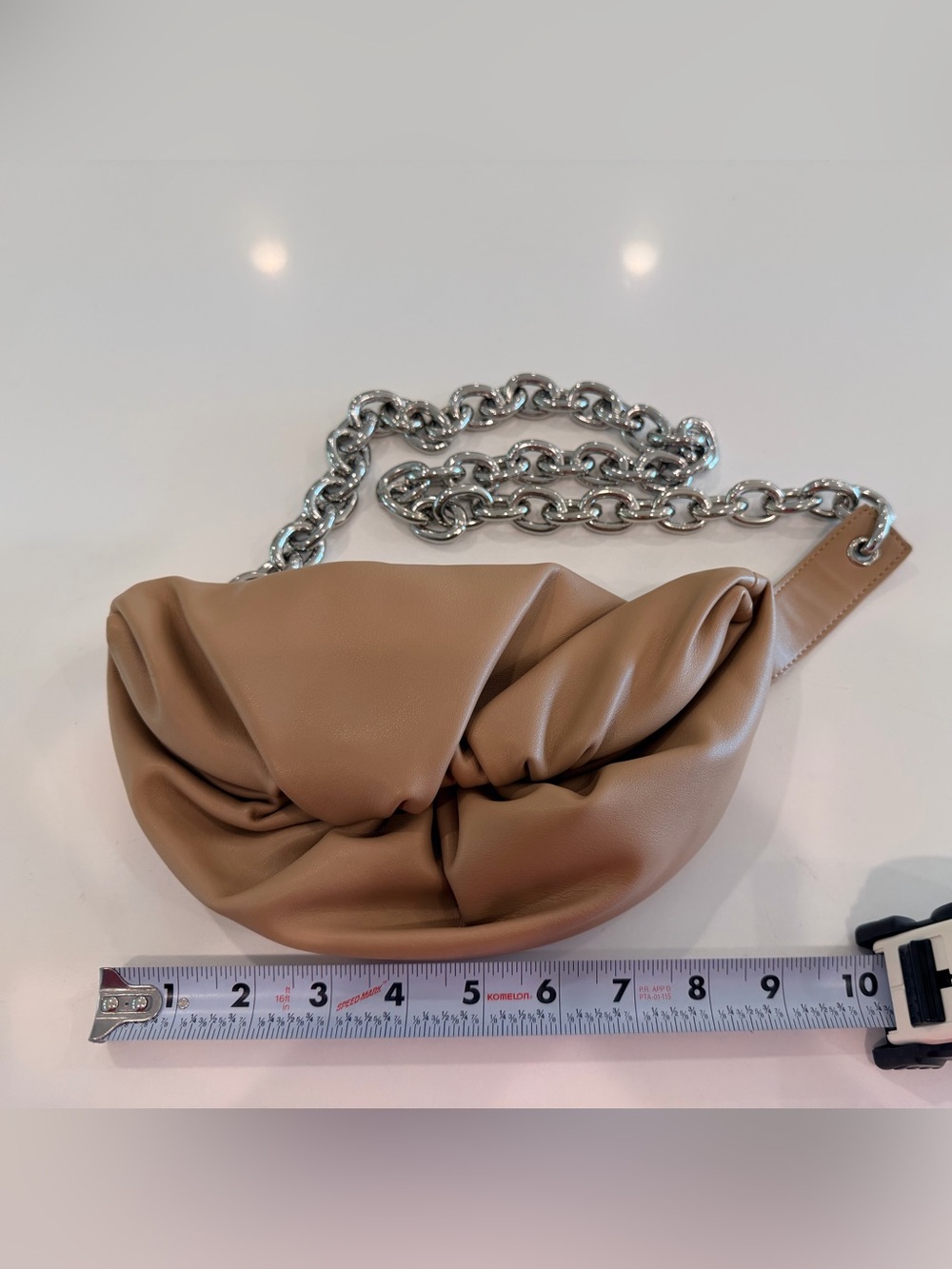 Women's Tan Faux Leather Chain Dumpling Shoulder Bag